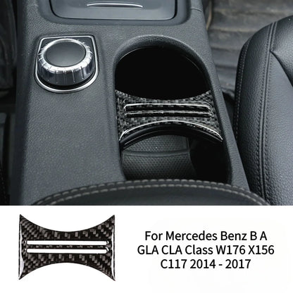 Carbon Fiber Water Cup Holder Interior Trim Cover for Mercedes-Benz A, B, GLA & CLA Class