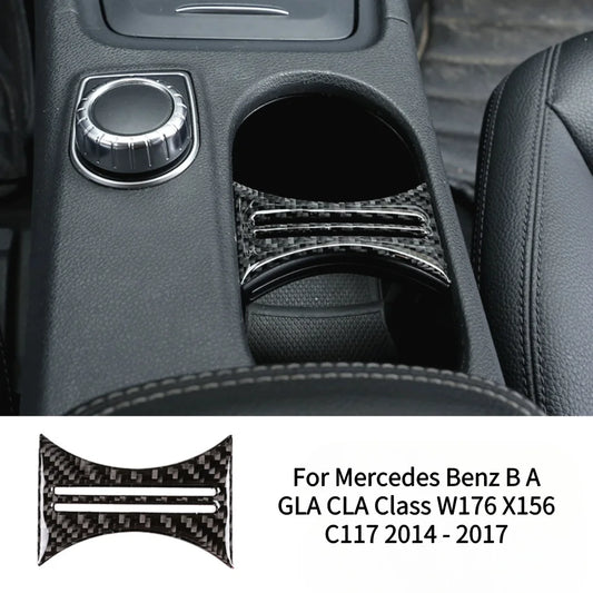 Carbon Fiber Water Cup Holder Interior Trim Cover for Mercedes-Benz A, B, GLA & CLA Class