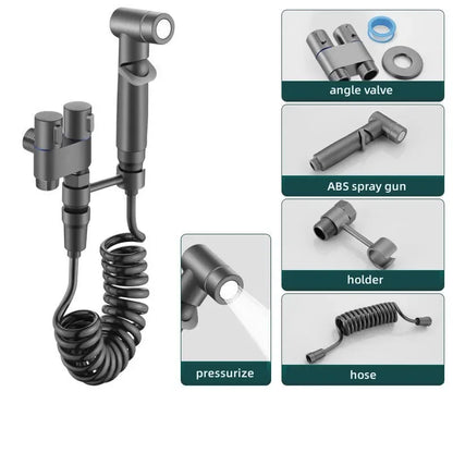 Toilet Cleaning Bidet Toilet Sprayer Set Water Portable Handheld Bidet Sprayer Shower Double Outlet Angle Valve Accessories