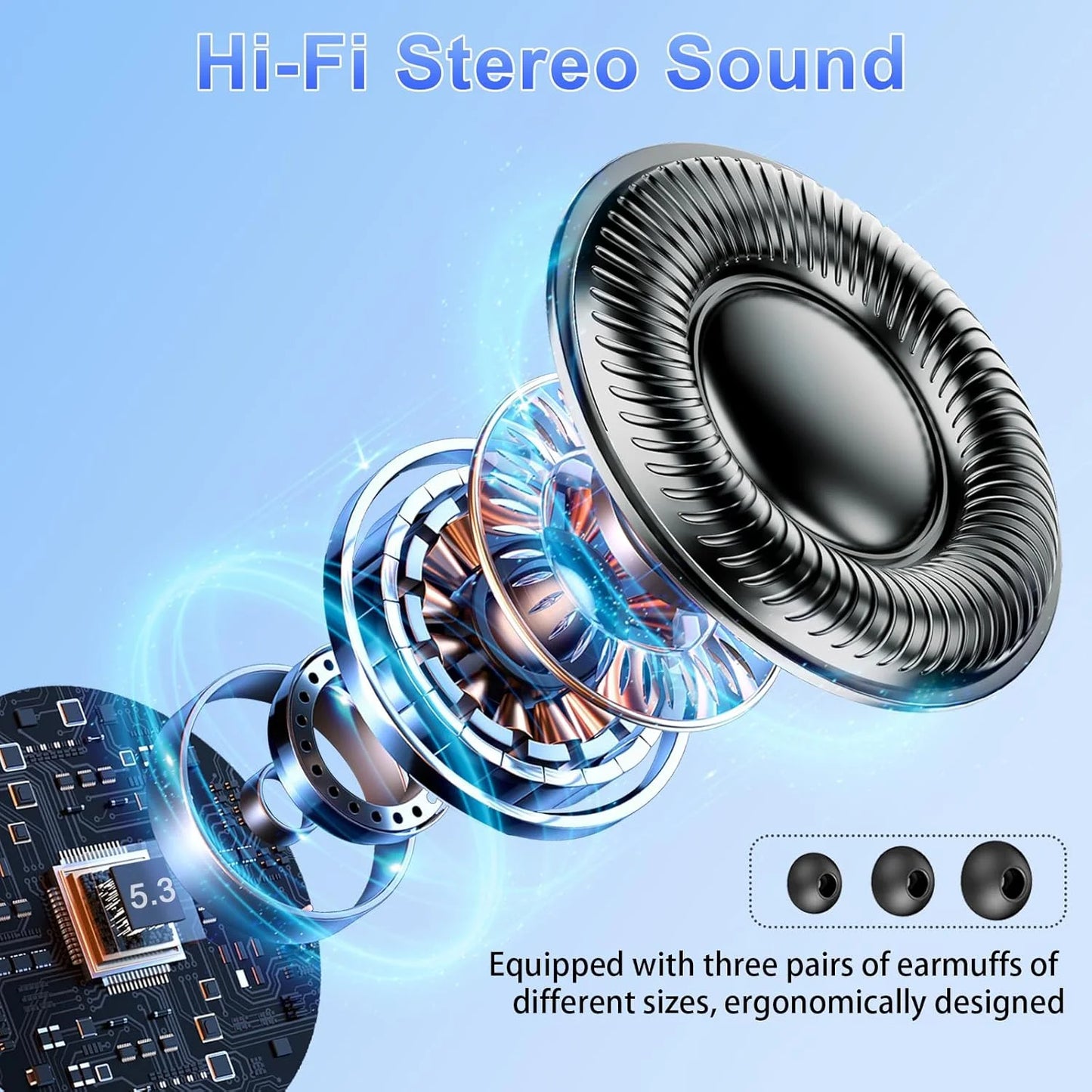 Bluetooth 5.3 Earbuds – 50H Playtime, LED Display, IPX7 Waterproof