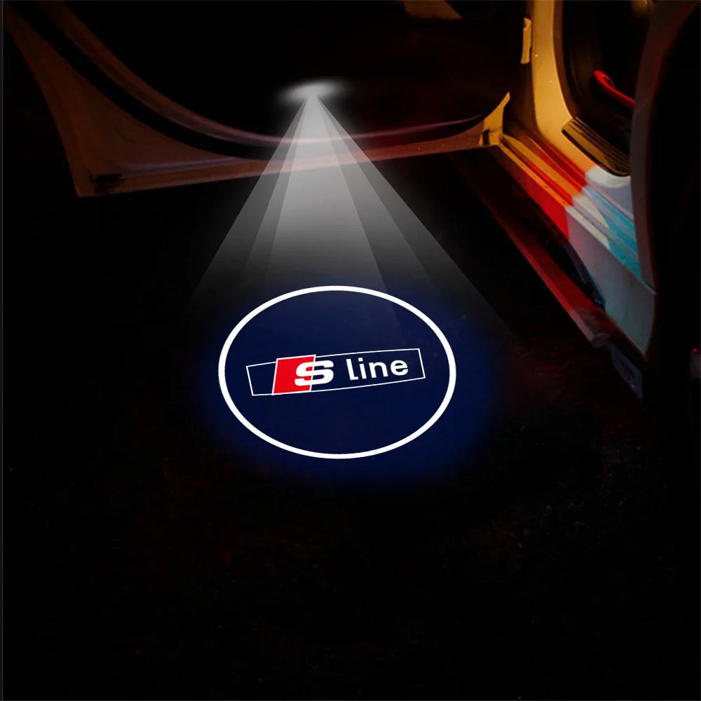 1/2PCS Auto Badge Door Decor Lamp Welcome Lights Wireless Laser Projector For Audis Sline TT A1 A2 A3 A4 A5 A6 A7 A8 8P B6 Q5 Q1