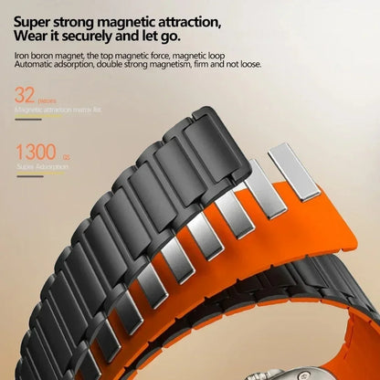 Magnetic Silicone Loop Band for Apple Watch – Adjustable Strap for Series 9/8/7/6/5/4/3/SE/Ultra