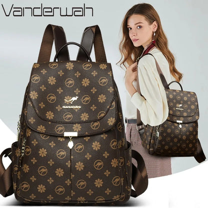 Luxury PU Leather Women’s Designer Backpack with Tassels – Large Capacity School & Travel Bag