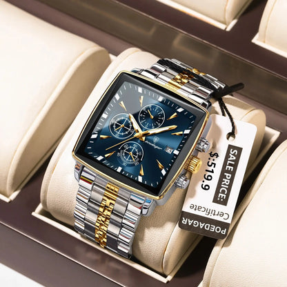 POEDAGAR Men’s Waterproof Chronograph Watch – Stainless Steel Quartz Watch