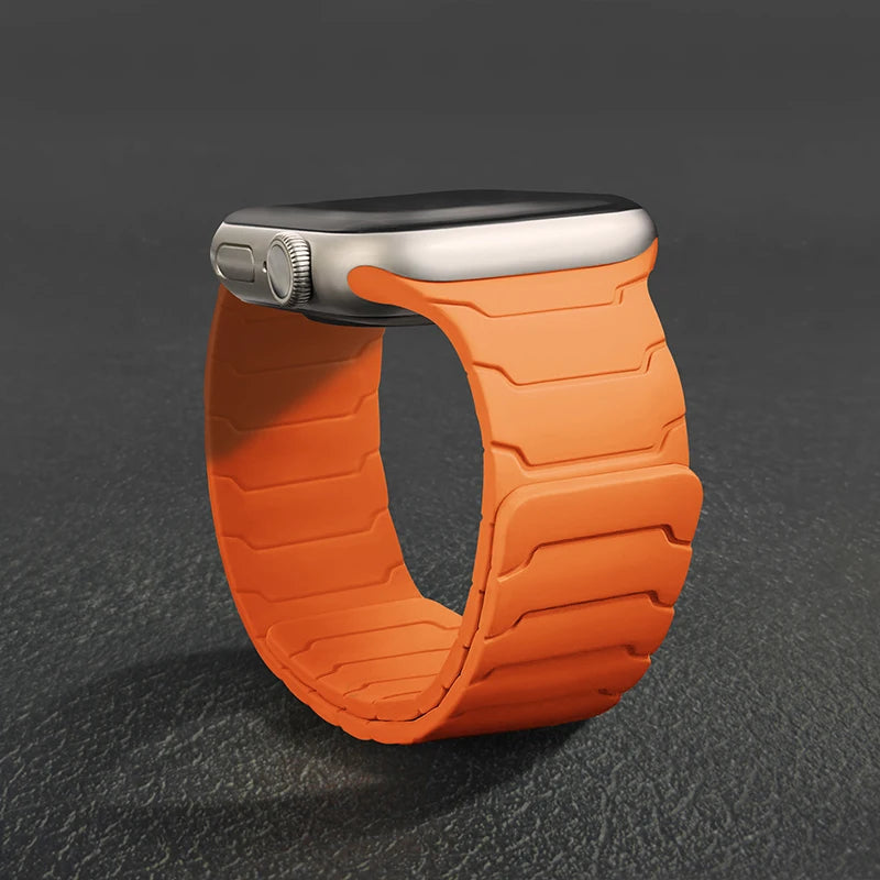 Magnetic Silicone Strap for Apple Watch – Adjustable Band (38–49mm, Ultra & Series Compatible)