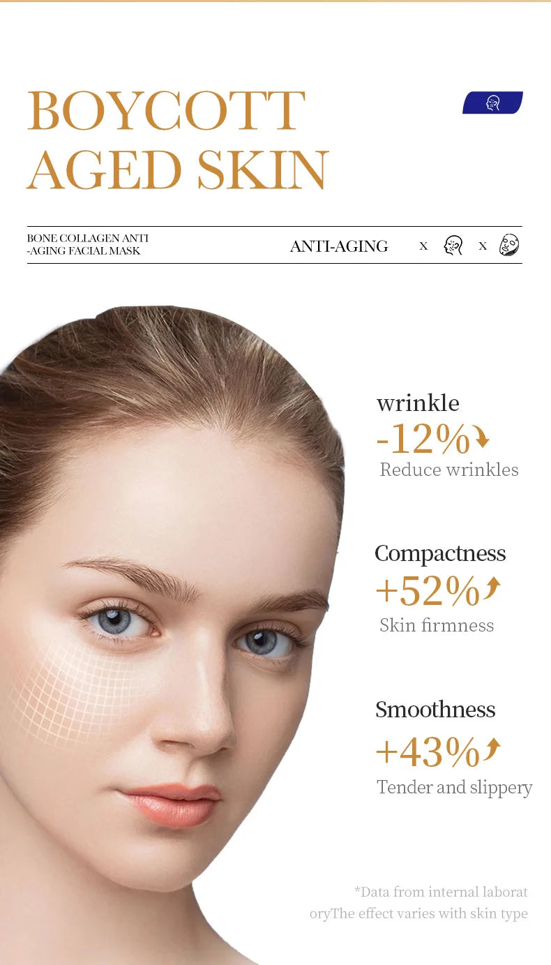 10PCS Collagen Face Mask – Anti-Aging Moisturizing & Brightening Sheet Mask Set