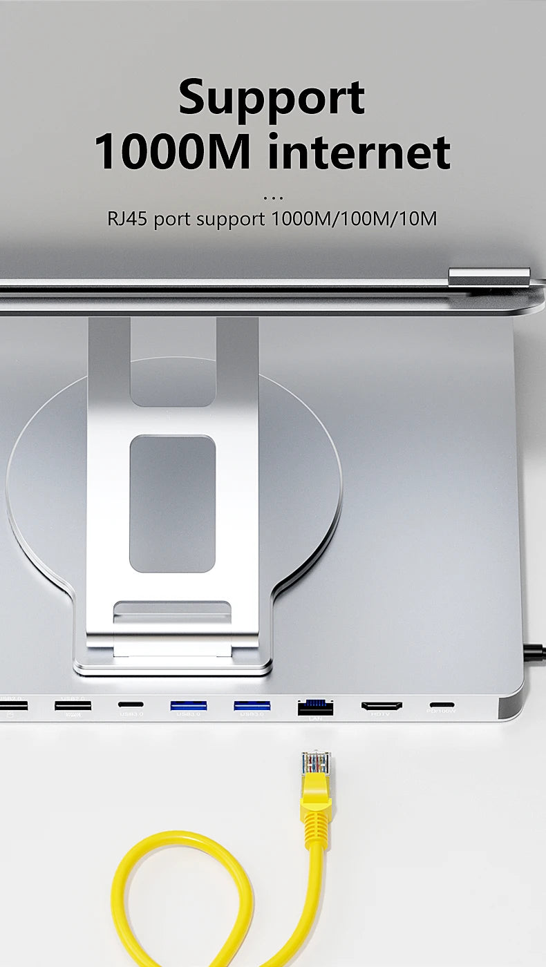 Blueendless 10-in-1 USB-C Hub & iPad Holder – 4K 60Hz Docking Station with 100W PD Charging