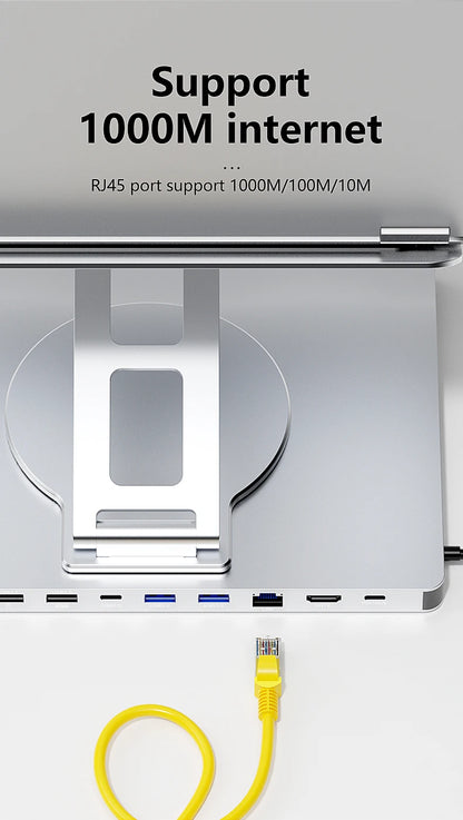 Blueendless 10-in-1 USB-C Hub & iPad Holder – 4K 60Hz Docking Station with 100W PD Charging