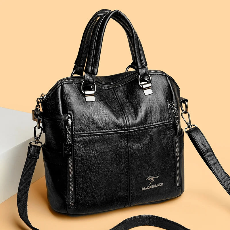 Hot Sale High Quality Leather Backpack Women Shoulder Bags Multifunction Travel Backpack School Bags for Girls Bagpack Mochila