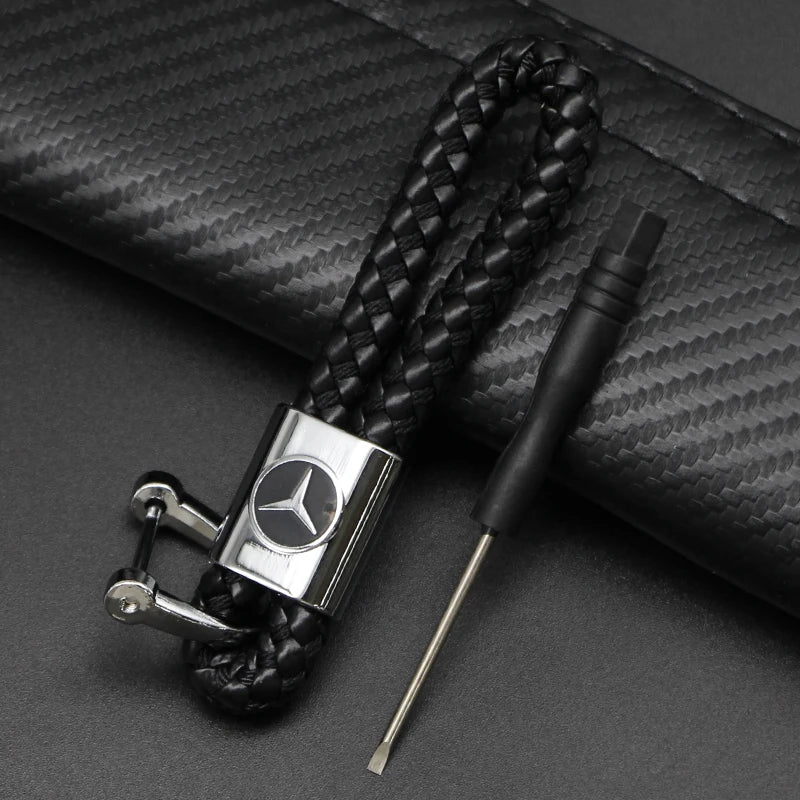 Metal/Leather Keychain Hand-Woven Key Rope Key Ring Key Holder For Mercedes Benz AMG W204 W205 W212 W213 W221 W117 W177 GLA GLE