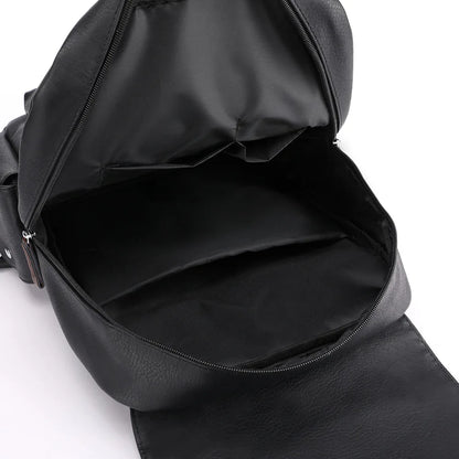 Large Capacity PU Leather Backpack Casual Business Computer Bag Travel Student Bookbag Outdoor Trip Backpack Men's City Simpl...