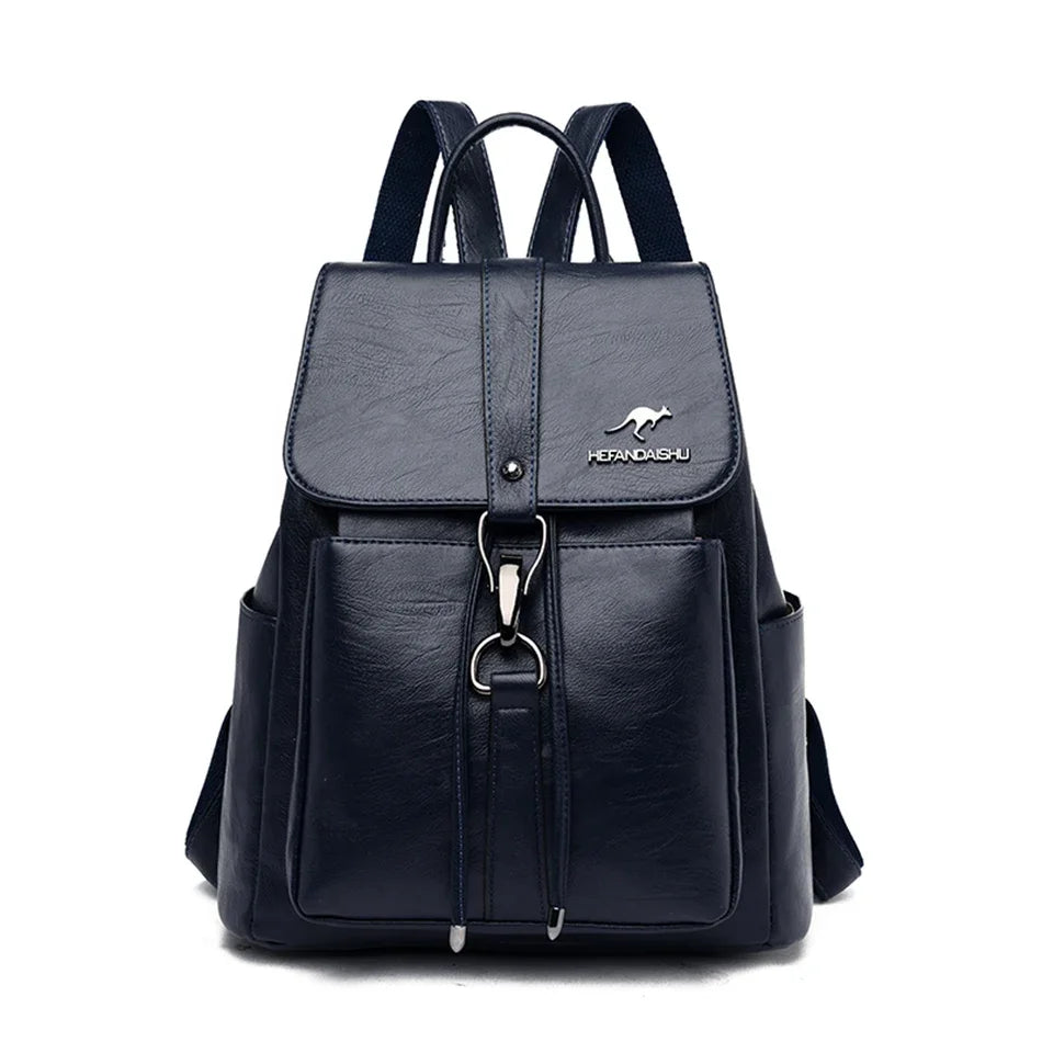 Luxury Soft Leather Women’s Backpack – Fashion School & Shoulder Bag for Girls