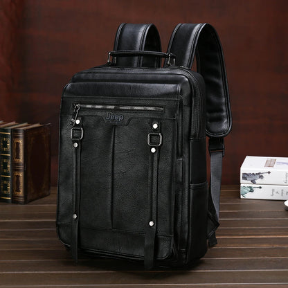 JEEP Brand Men leather backpacks Urban fashion 14inches laptop school bags Business casual Waterproof mochila EASTPAK 30L New