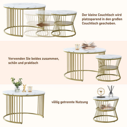 Roshanda 2PCS Nesting Coffee Table Set – Modern Round Sofa Tables
