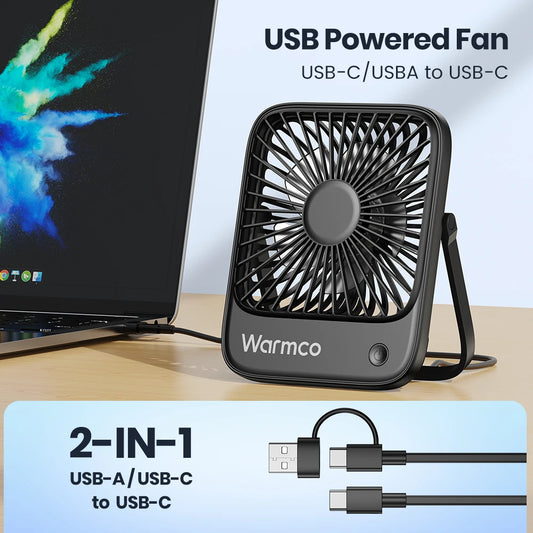 Mini USB Desk Fan – Portable 3-Speed 180° Rotation Quiet Personal Fan