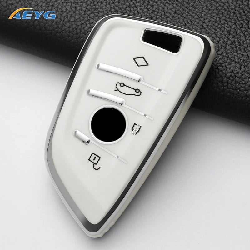 TPU Smart Remote Key Case Cover for BMW with Keychain