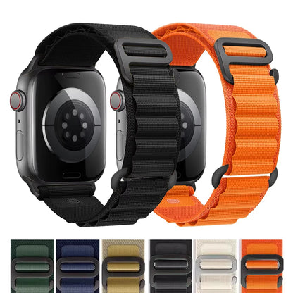 Nylon Alpine Strap for Apple Watch – Adjustable Sport Band (40–49mm, Ultra & Series Compatible)