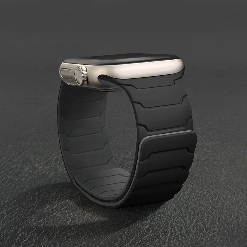 Magnetic Silicone Strap for Apple Watch – Adjustable Band (38–49mm, Ultra & Series Compatible)