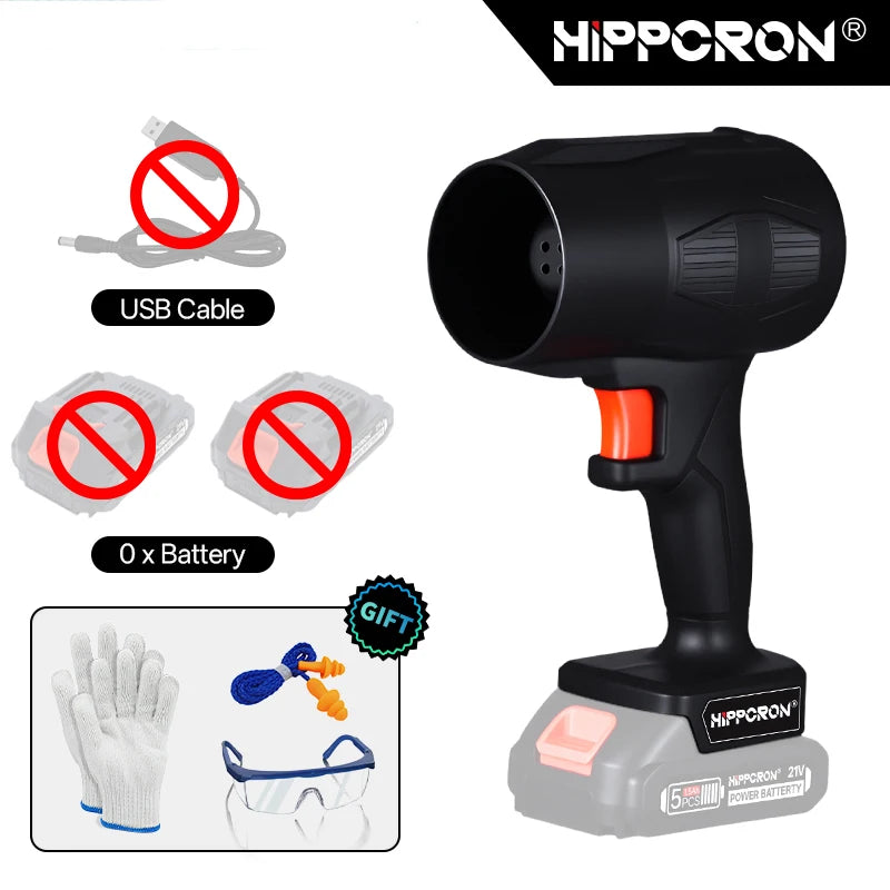 HIPPCRON 30000RPM Cordless Leaf Blower Handheld Leaf Blower Portable Electric Turbo Fan Dust Snow Blowing For Makita 21V Battery