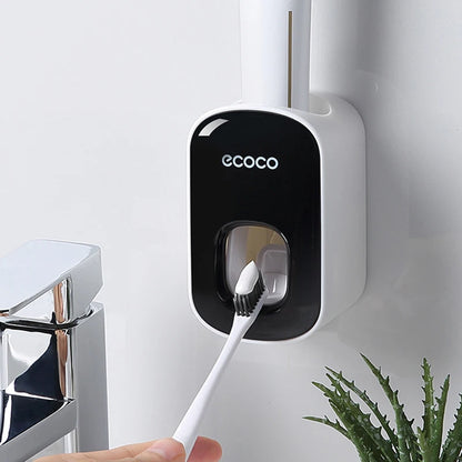 Automatic Toothpaste Dispenser Set – Wall Mounted Toothbrush Holder & Dust-Proof Organizer