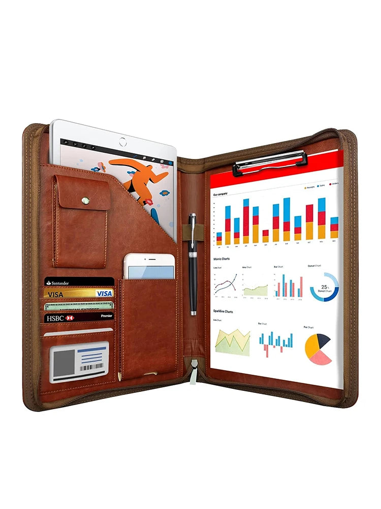 Multifunctional A4 Conference Folder Business Stationery Folder Leather Contract File FoldersTravel Document Folder NEWYES 2024
