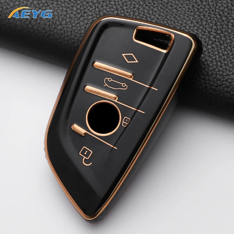 TPU Smart Remote Key Case Cover for BMW with Keychain