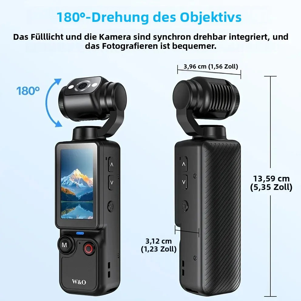 4K HD Rotating Vlogging Camera – 180° Flip, USB Rechargeable