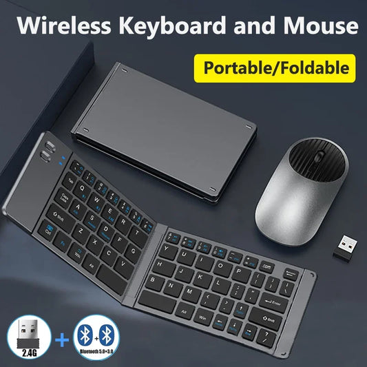 Tastierë dhe Maus i Palosshëm 2.4G Mini Tastierë e Vogël Bluetooth Wireless Tastiera të Palosshme të Hollë dhe të Lëvizshme për Udhëtime Kompjuter PC iPad