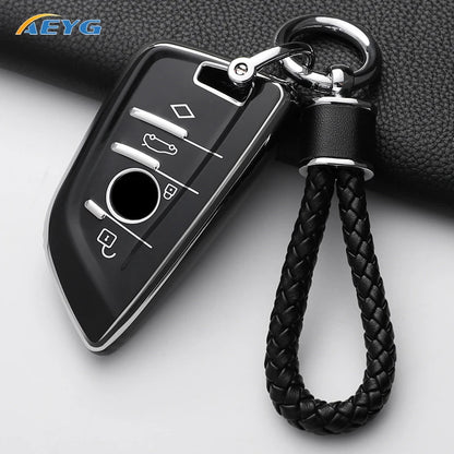 TPU Smart Remote Key Case Cover for BMW with Keychain