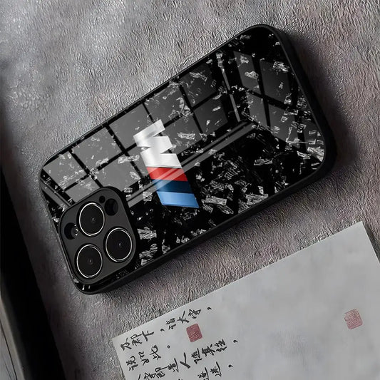 Luxury BMW Style Glass Phone Case for iPhone