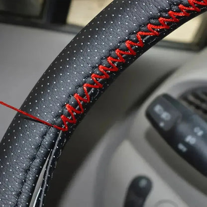 Universal Steering Wheel Cover 38cm (14”) – DIY Stitch-On Leather Wrap Anti-Slip