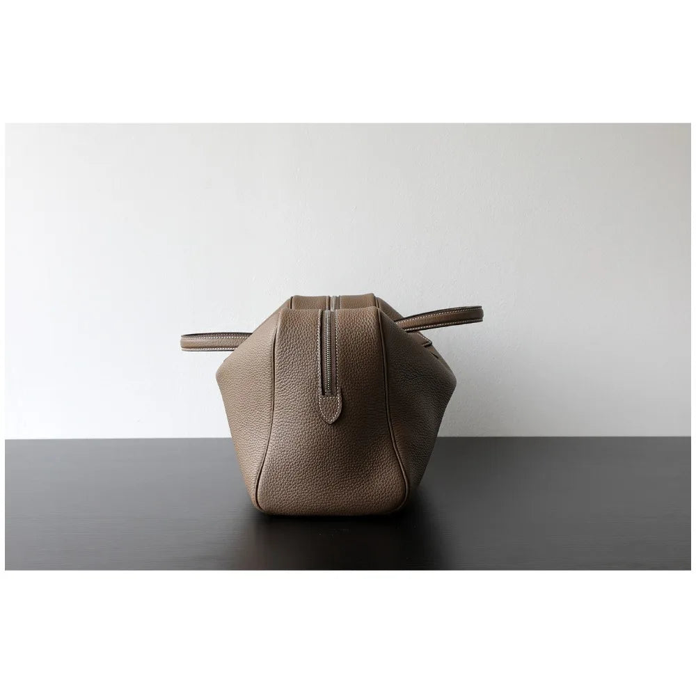 Premium Cowhide Boston Bag – Genuine Leather Large Capacity Women’s Bowling & Messenger Bag