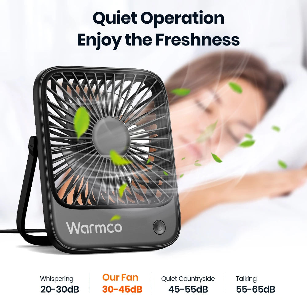 Mini USB Desk Fan – Portable 3-Speed 180° Rotation Quiet Personal Fan