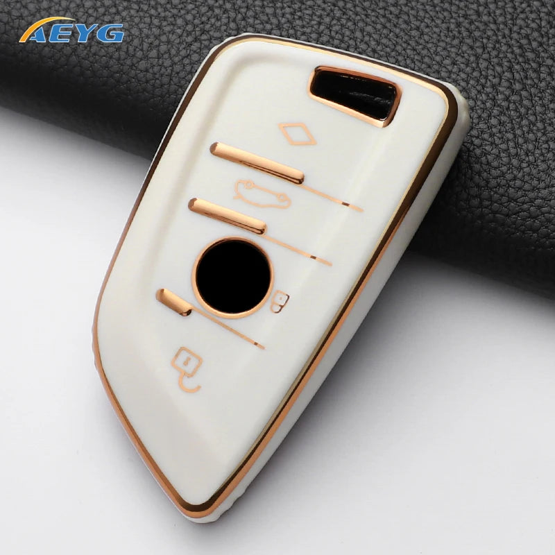 TPU Smart Remote Key Case Cover for BMW with Keychain