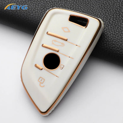 TPU Smart Remote Key Case Cover for BMW with Keychain