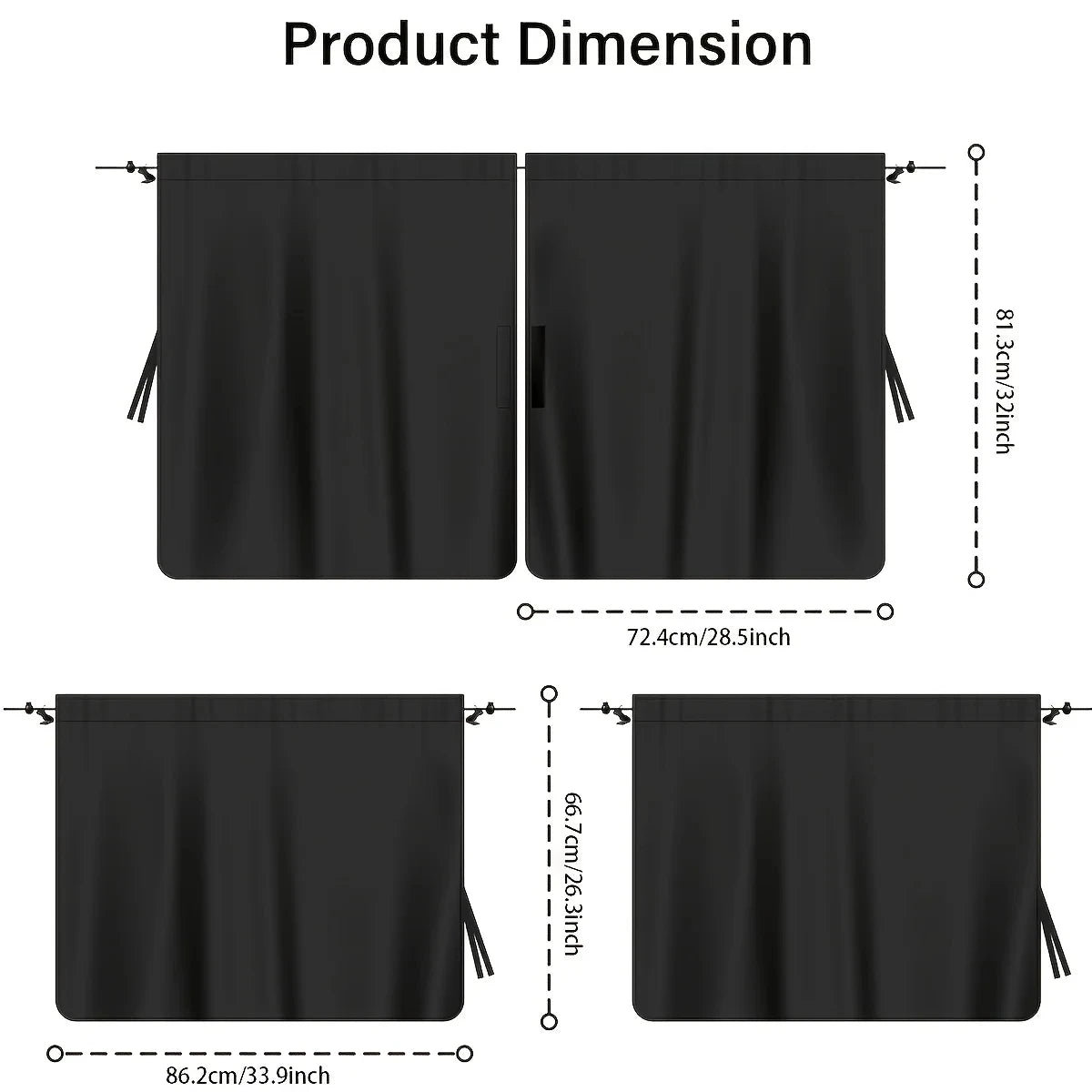 4PCS Car Privacy Curtain Set – Detachable Window Shades for Travel & Camping