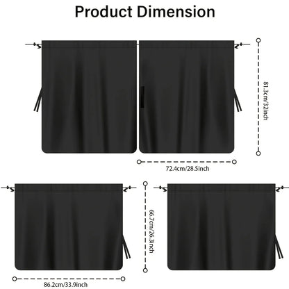 4PCS Car Privacy Curtain Set – Detachable Window Shades for Travel & Camping