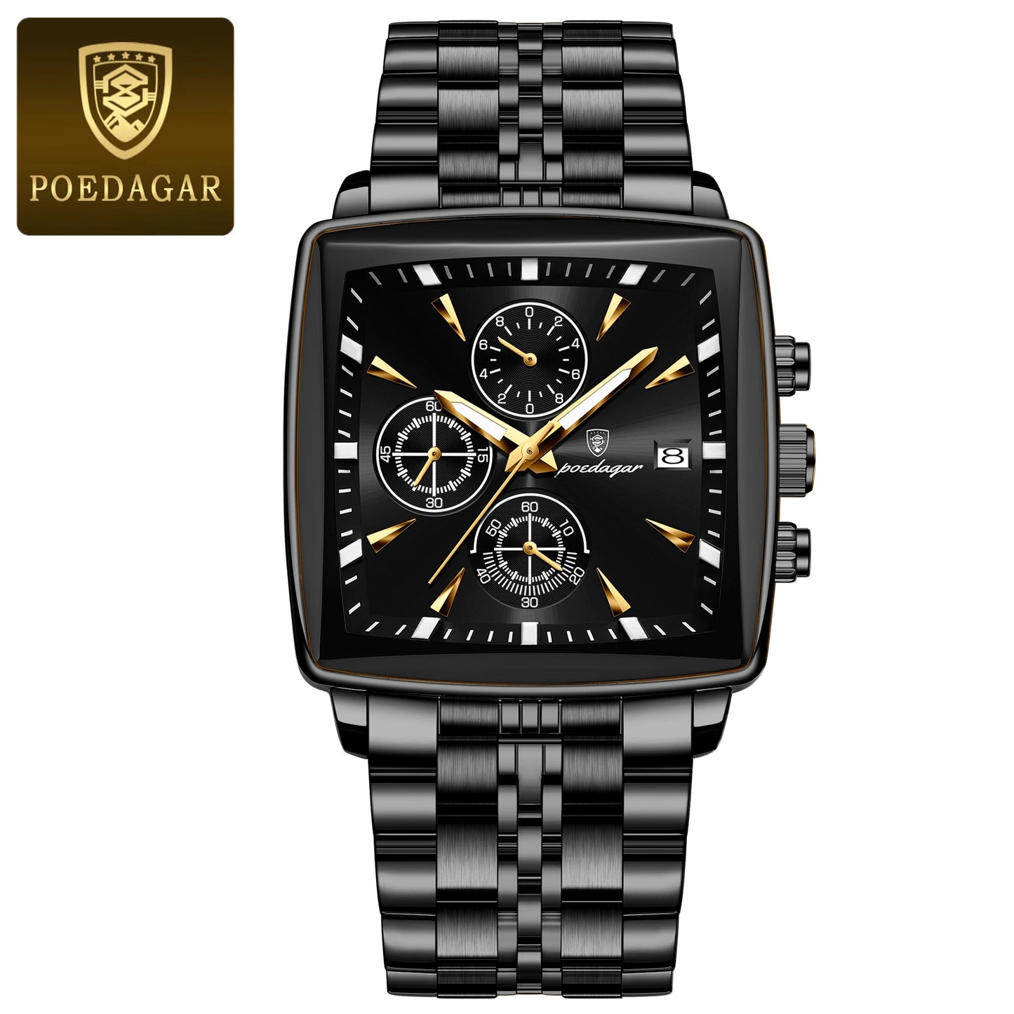 POEDAGAR Men’s Waterproof Chronograph Watch – Stainless Steel Quartz Watch