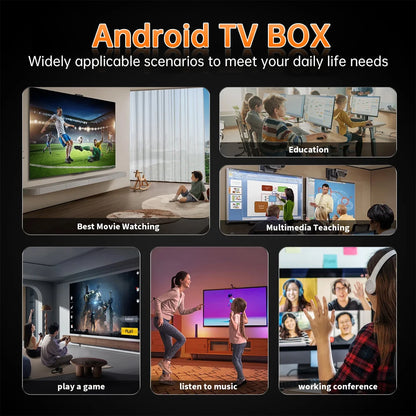 Q7 New Android 14 TV Box 8GB+128GB Smart Network Set-Top Box Supports WiFi 6 Bluetooth 5.0 4K HDR10 Voice Remote Control TV Box