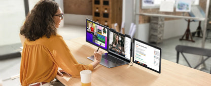 Amoudo 14” Dual Portable Monitor – FHD 1080P IPS Triple Screen for Laptops (USB-C)