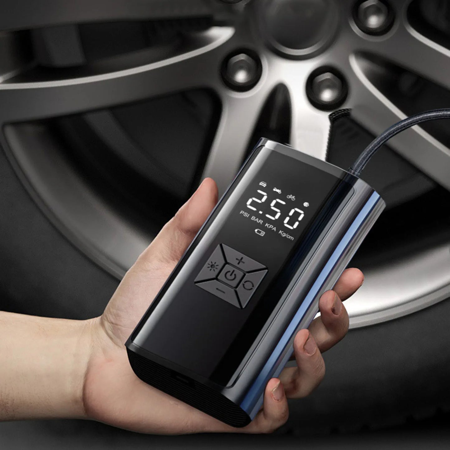Cordless Tire Pump Powerful Motor  Pressure Gauge Portable Tire Inflator with LED Display Screen for Car Motorcycle Ball