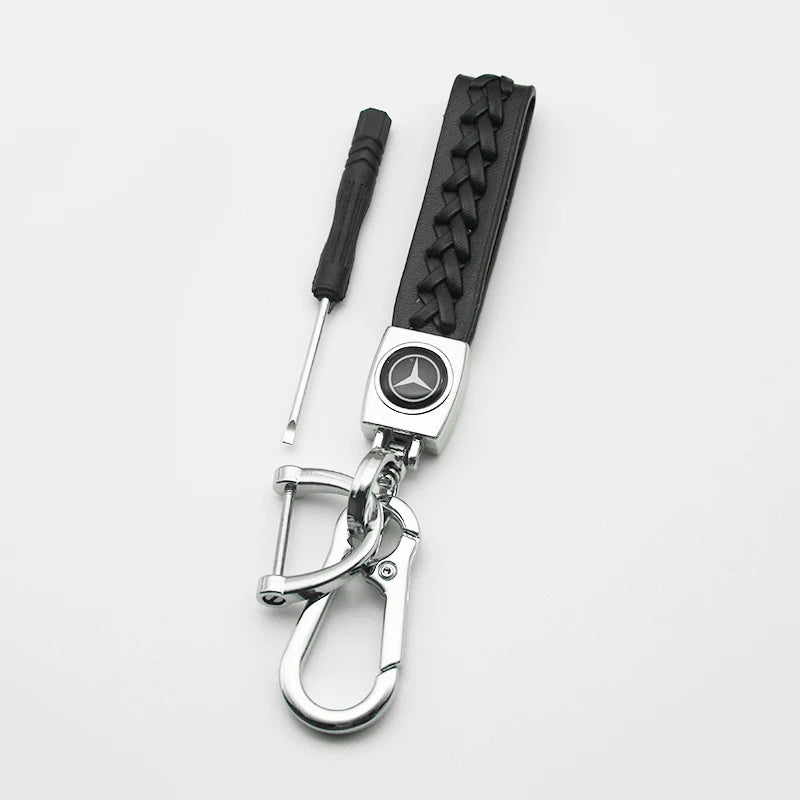 Metal/Leather Keychain Hand-Woven Key Rope Key Ring Key Holder For Mercedes Benz AMG W204 W205 W212 W213 W221 W117 W177 GLA GLE