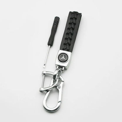 Metal/Leather Keychain Hand-Woven Key Rope Key Ring Key Holder For Mercedes Benz AMG W204 W205 W212 W213 W221 W117 W177 GLA GLE