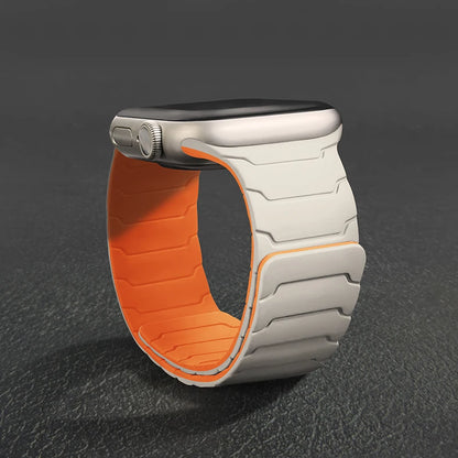 Magnetic Silicone Strap for Apple Watch – Adjustable Band (38–49mm, Ultra & Series Compatible)