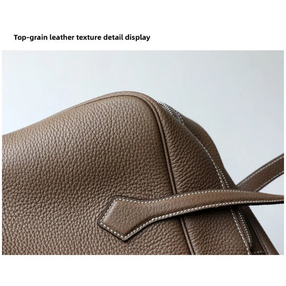 Premium Cowhide Boston Bag – Genuine Leather Large Capacity Women’s Bowling & Messenger Bag