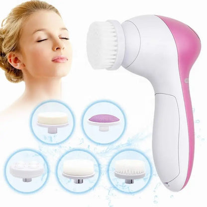 5-in-1 Electric Facial Cleansing Brush – Deep Clean & Skin Care Massager