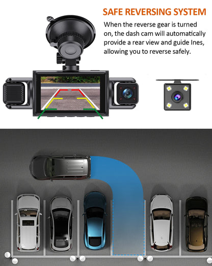 Car Dash Cam 4 Channel Black Box WiFi Driving Camera FHD 1080P Front Left Right Rear Night Vision Loop Recording add Hardwirekit