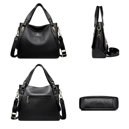 Genuine Soft Leather Women’s Handbag – Large Capacity Top Handle Shoulder & Crossbody Bag