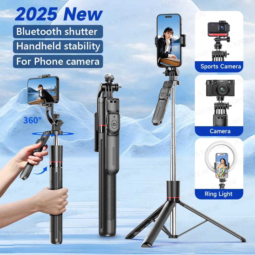 F16 Selfie Stick Tripod – 170cm Extendable with Bluetooth Remote & 360° Rotation