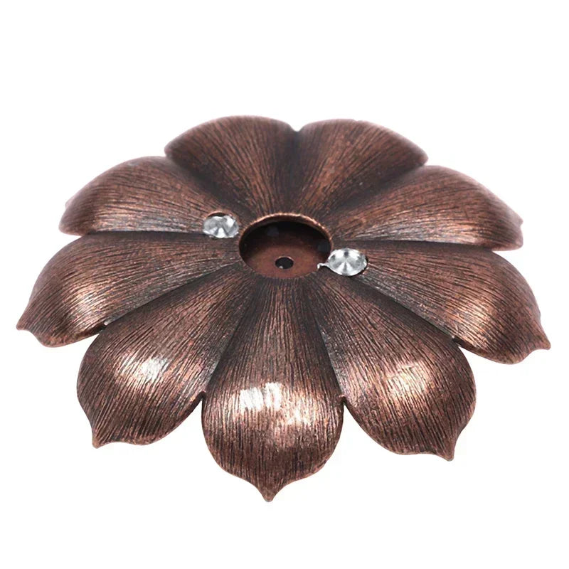 New 1PC Alloy Incense Burner Stick Holder Plate Buddhism Lotus Censer Nasturtium Bronze Incense Burner